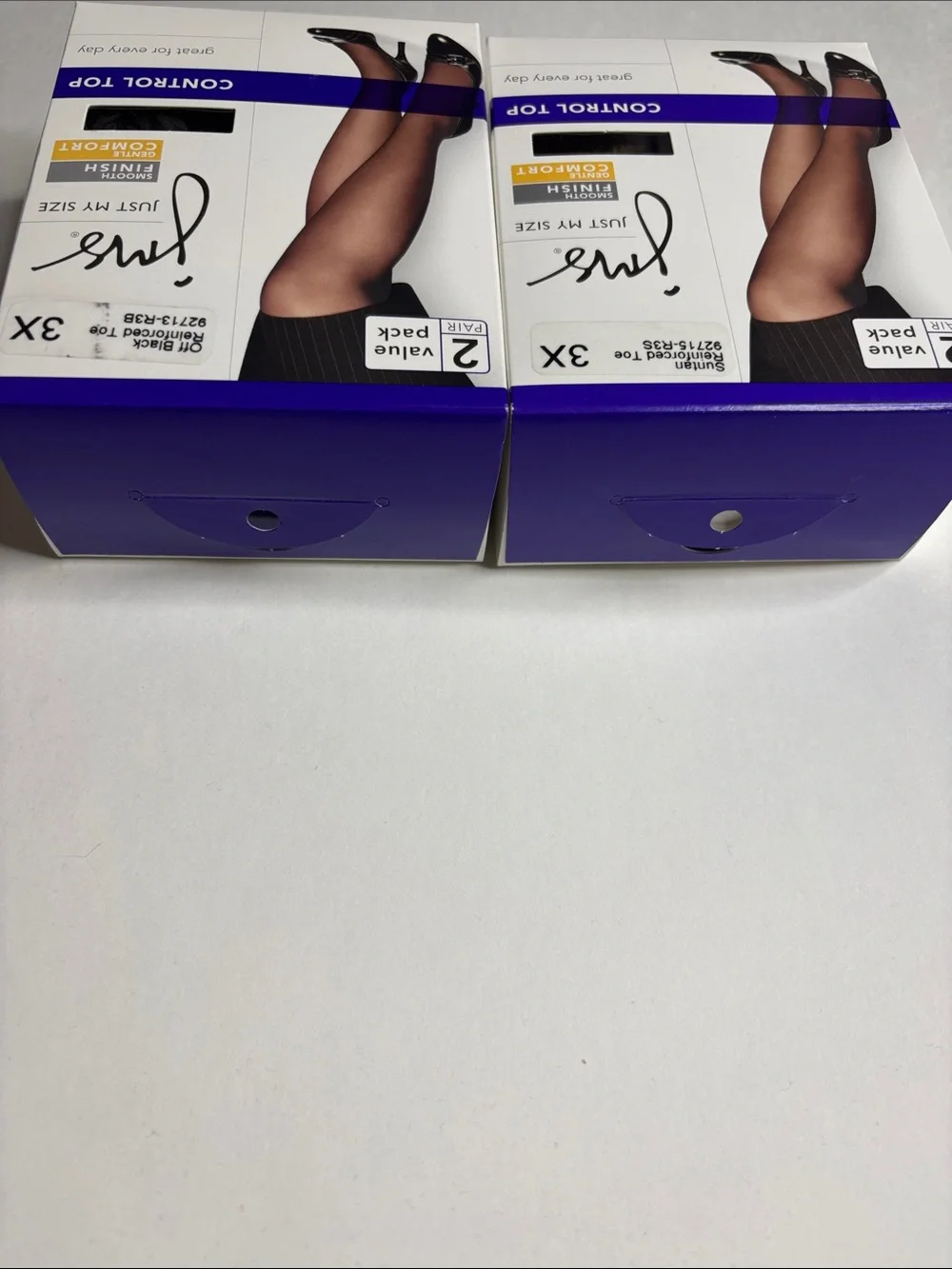 Just My Size Control Top Hosiery - Suntan & Off Black Two-Pack